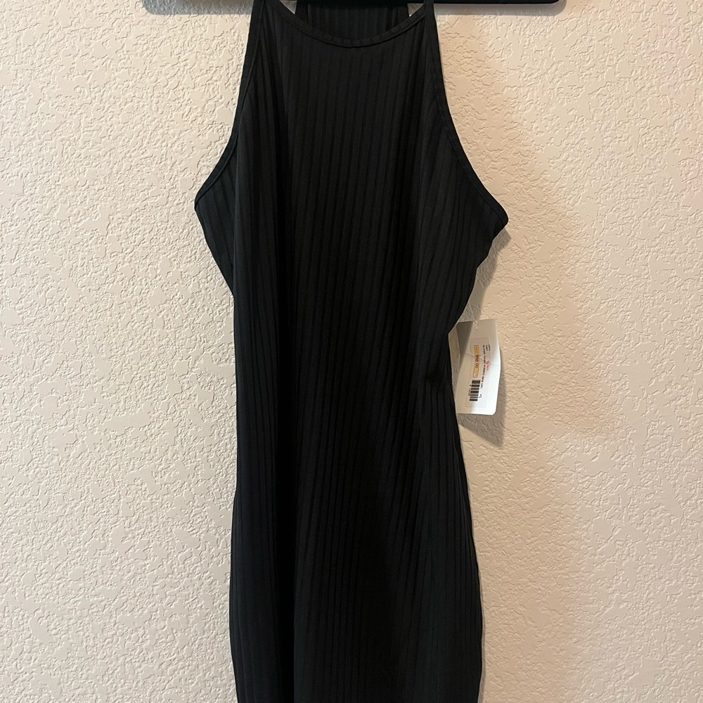 Ribbed halterneck mini dress